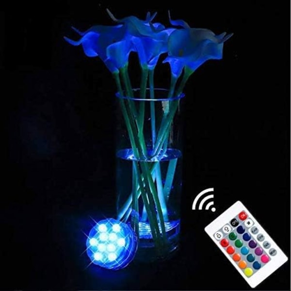 4-pack undervattensfontänlampor, spa-lampor, trådlös infraröd LED-belysning för vasbas, blommor, akvarium, pool, damm, bröllop, fest, badkar