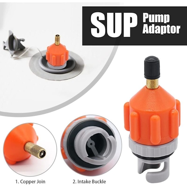Sæt med 2 oppustelige pumpeadaptere til stand up paddle - standard universal luftventil Schrader adapter, pumpehoved konnektor adapter til oppustelig båd