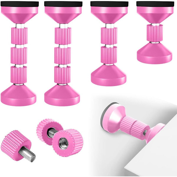 4 stk. (Pink) Anti-Shake Justerbar Tråd Senge Rammer, 42mm-110mm, Justerbar Hovedgærde Tårn til Seng, Garderobe, Sofa, Hovedgærde