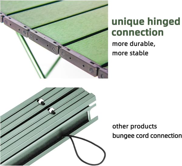 Hopfällbart Strandbord i Aluminium, Bärbart Campingbord Ultralätt, Grönt