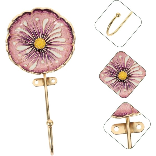 Blomma emaljerad Blomma Retro Nyckel Retro Krok. Dekor hängare Utsökt väggkrok väggkrok i enkel metall virknål plugg plugg i emaljblommor
