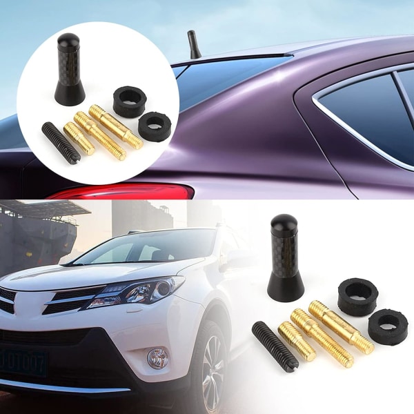 Bilkortantenne, Universal Car Short Decoration Antenne Aluminiumsmateriale med karbonfiberskall Forbedre AM/FM-signal 3,5 cm
