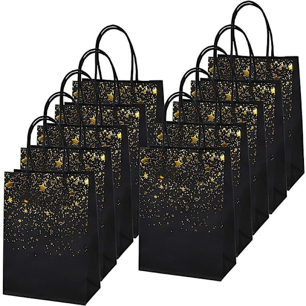 10 stk. kraftpose, papirpose, kraftpapirpose med håndtag, sort garvning kraftpose gave, genanvendelige gaveposer til bryllupsfødselsdag
