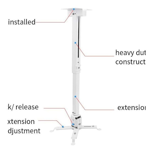 Takfeste for projektor - Universalt veggfeste for projektor med forlengelsesstang på 21–54 cm opptil 13,6 kg lastekapasitet