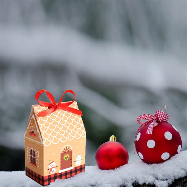 Julhus godisbox liten presentask förpackningspapperslåda Jul pepparkakshus papperslåda förpackningslåda presentask 24 set