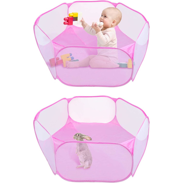 Bärbar lekhage för smådjur, Oxford staket smådjur andningsbar transparent populär öppen lekhage för marsvin, kaniner, hamster, chinchillor a