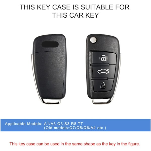 Audi A1 A3 A4 A6 Q3 Q5 Q7 S3 TTs -autoavaimen yhteensopiva TPU-silikon nahkakuori (hopea)