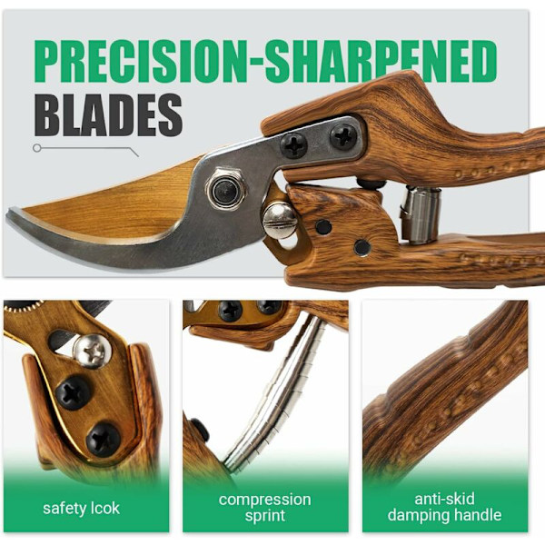 Havesaks, professionel beskæresaks med skarpt blad i rustfrit stål, have ux, ergonomisk havebeskæring