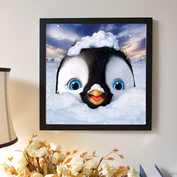 5D timanttimaalaus täysi pyöreä pora sarjat liima taide käsityöt kodin seinäkoriste pingviini katso minua 30x30cm