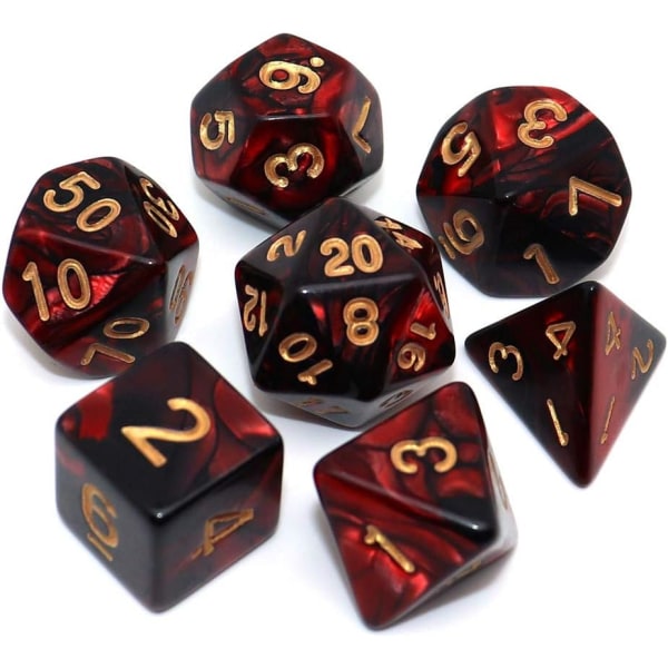 1 multisidet terningesæt glitter terninger til dungeons and dragons rollespil grøn blandet sort nebula terninger