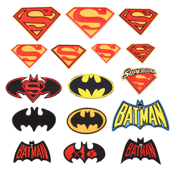 16 påstrykningslappar för Hero Superman-märken, broderad applikation