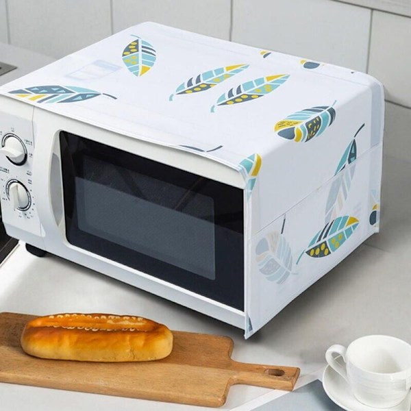 Mikrobølgeovn Støvbeskyttelse Multifunktionel Ovn Fedttæt Beskyttelse med Lomme Køkkenbeskytter (Fjer Mønster) 85cm×35cm (Kun Støvbeskyttelse)