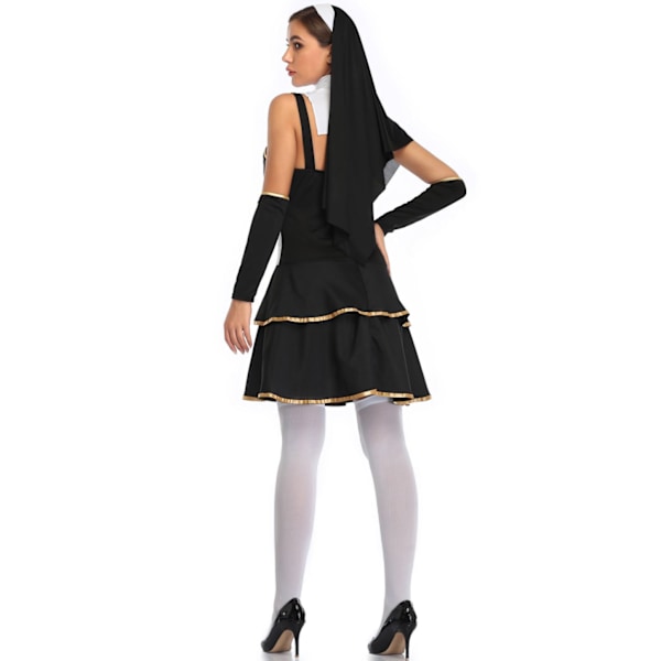 1 set av vampyr zombie blodfläckad nunna kostym Halloween kostym cos suit för att spela rollen som en blodig zombie nunna kostym