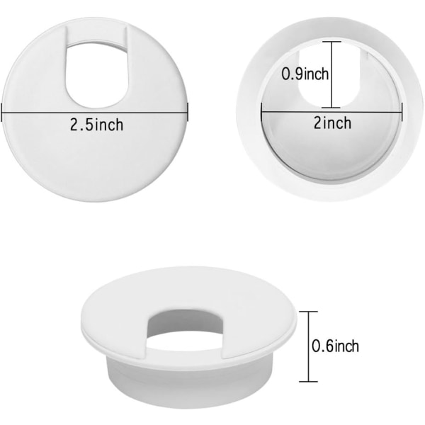 Skrivbordsgenomföring 10 st Fördjupad Rund Kabelgenomföring 50mm Plast Co