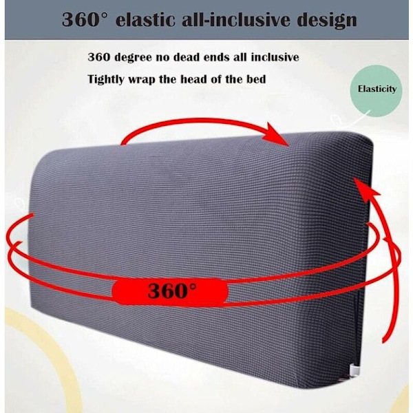 Hvidt udtrækkeligt hovedgærdebetræk elastisk beskyttelse alt inklusive til dekoration af det hvide soveværelse 150 cm (hovedgærde 59 \"-67\")