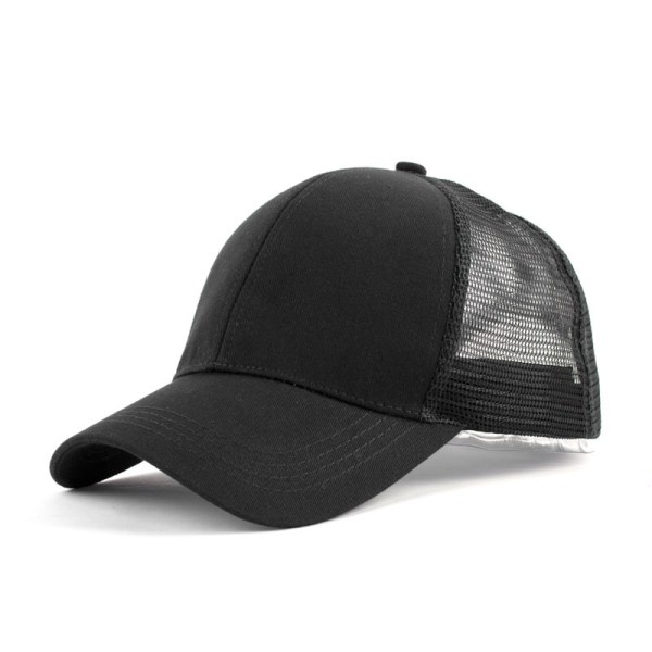 Slarvig hästsvans basebollkeps halv mesh justerbar keps unisex hatt polo stil klassisk casual sport enfärgad sommar solhatt toppig keps