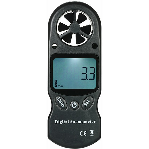 Mini digitalt multifunktions anemometer Bærbar temperatur- og hygrometer (sort)