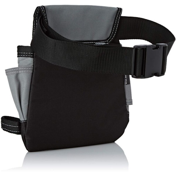Nylon værktøjsbælte med sømlomme, store og små lommer, hammerholder og løkke med karabinhage, 19 x 8,5 x 21 cm