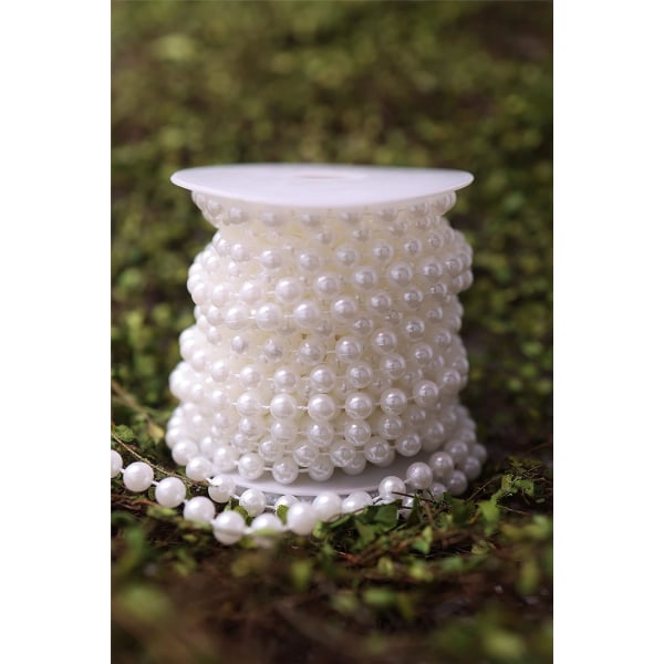 2m/rulle 8mm (hvid) Akryl perleguirlande spolekæde halskæde perle