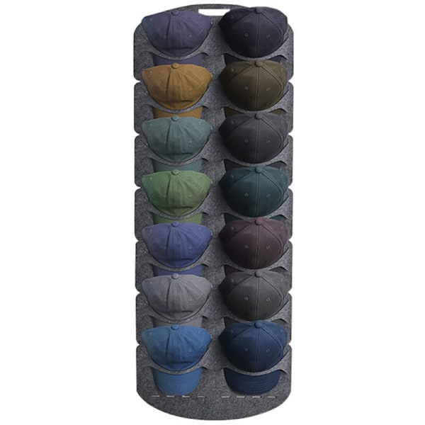 Filt Hatt Organizer med 14 Lommer, Baseballcaps Holder, Synlig Hattehylle for Baseballcaps