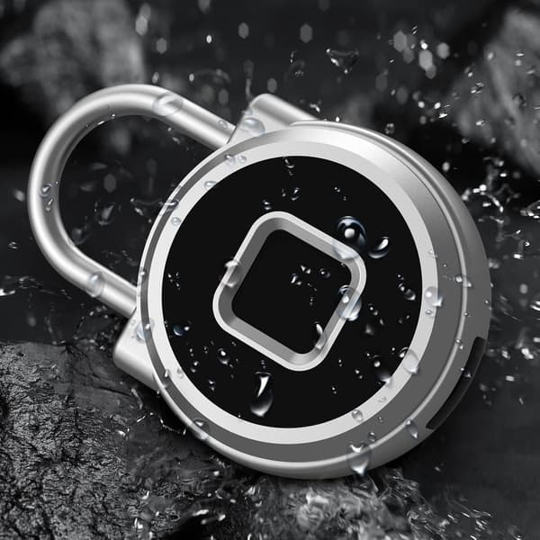 Fingeravtryckslås, kombinationslås, hänglås, lås, paddlock och telefonapp, IP65 vattentät, smartlås, resväskor (silver, P5)