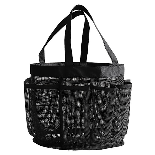 Mesh brusebadskurv - mesh brusebadskurv, mulepose, toilettaske, hurtigtørrende badeorganisator til strand, kollegier, gymnasium, lejr, sort