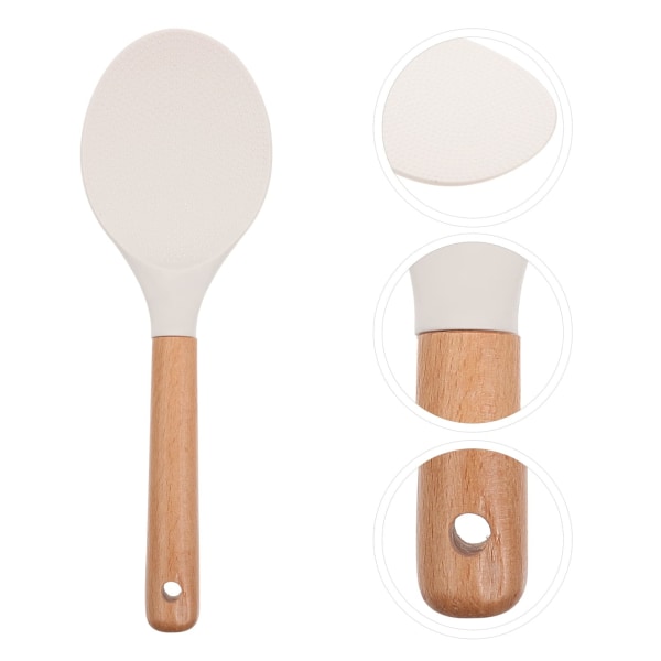 Silicone Rice Paddle Rice Spoon Nonstick Heat- Resistant Rice Scooper Rice Spatula Cooking Utensil for Sushi Rice Mashed Potato White