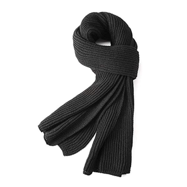 Varm höst- och vinterscarf, unisex enfärgad vinterhals varm stickad garnscarf 180cm