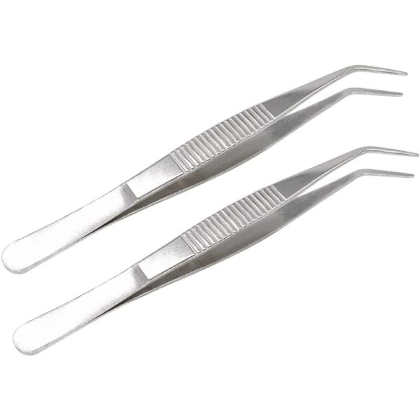 2 par 12 cm rustfrie stålplugger med buet dentalspiss Profesjonell tang for flere bruksområder for industrielt arbeid, laboratorium, hage