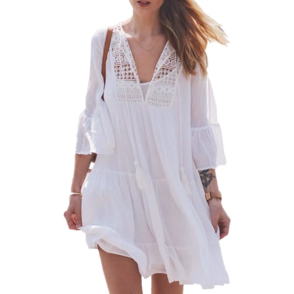 Lace Panel Beach Dress Resort Bikini Cover Up