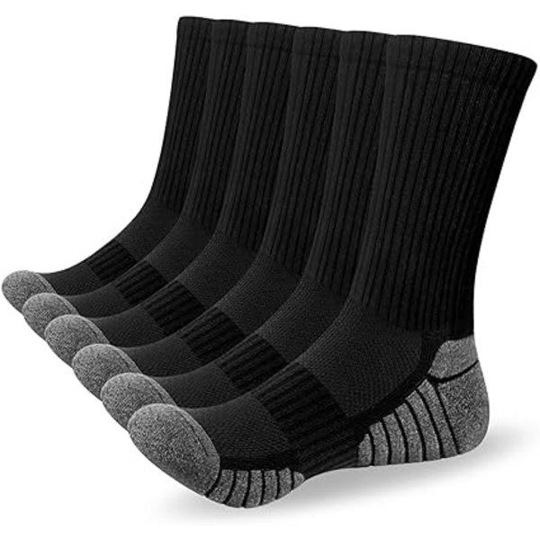 Herrstrumpor Fukttransporterande Andningsbar Luftkudde Bekväma Casual Runda Strumpor Utomhus Multipack Prestanda Vandring Promenader Sportsstrumpor (6 Par