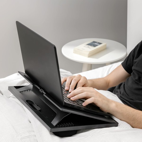 Bærbar computer stand - PC-bakke 37,6 x 28 x 5,8 cm med pude og 8 justerbare højde niveauer - Bord seng sofa skrivebord