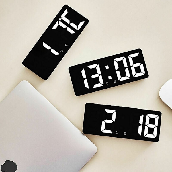 Stor intelligent digital väggklocka App tid/datum/ljudutlösare och kontinuerlig kortfattad uppräkningsfunktion och volymlarm med snooze-funktion - bl