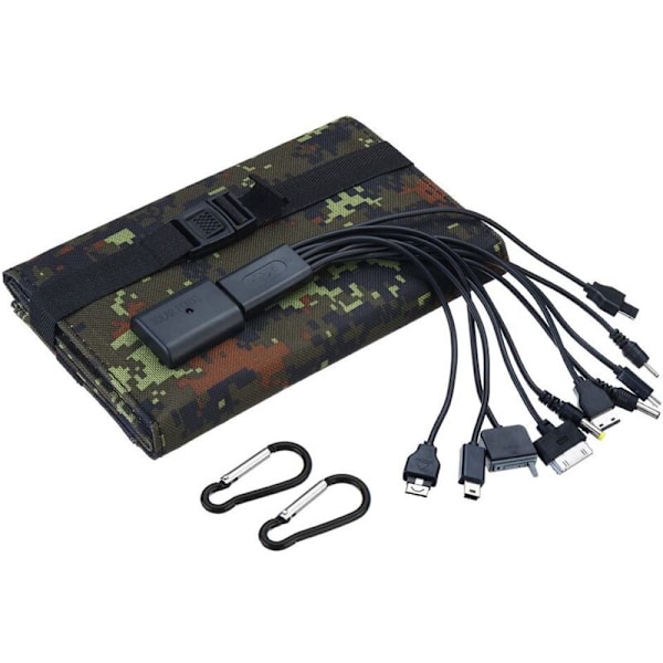 20W Taitettava aurinkolaturi, helppo kuljettaa, Volt DC, ulkoiluun, vaellukseen, retkeilyyn, matkustamiseen, Camouflage (maastokuvio)