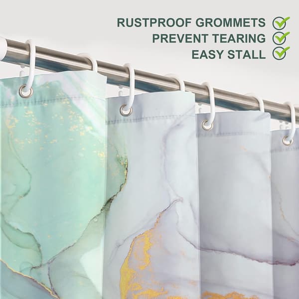 Duschdraperi vattentät och mögelbeständig med 6 krokar, 100 % polyester dörrgardin set, 180 x 180 cm