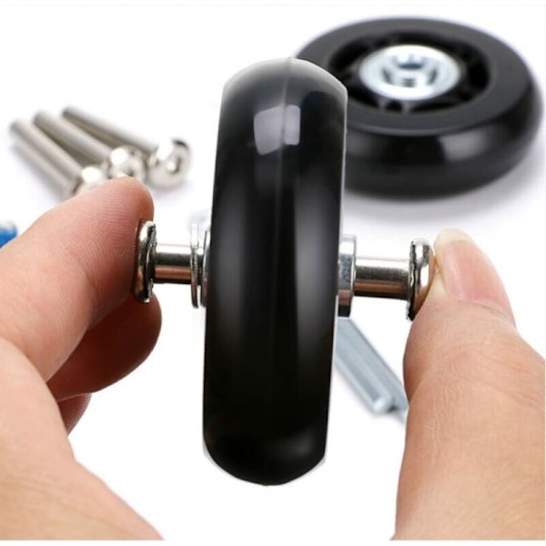 2 stk. Bagagehjul - Udskiftningshjul med leje - 6024mm - Sort