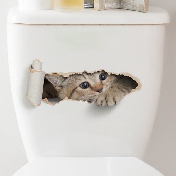 Katttoalettdekal tecknad hål