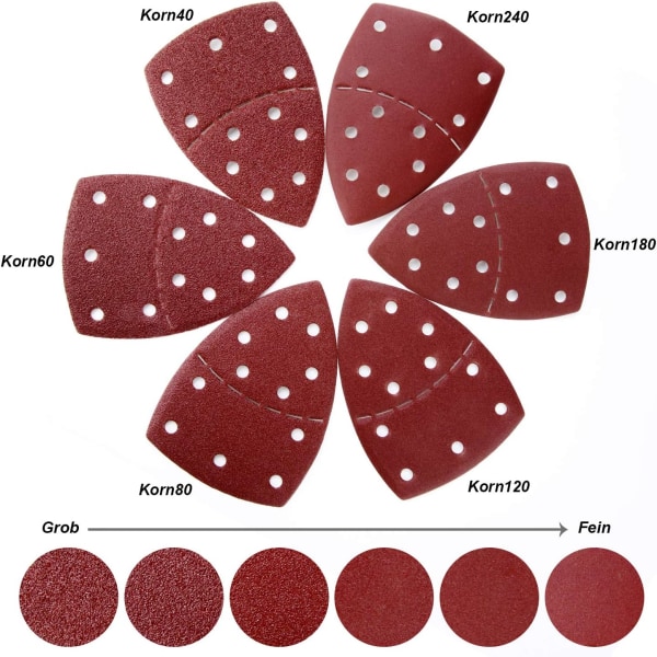 60 pieces of sandpaper, 11 hole mouse sanding pad multifunctional sander sandpaper, assorted 40/60/80/120/180/240 grit machine mouse detail sandpape