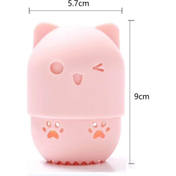 Svampe marshmallow svamp for foundation Silikon Reiseetui Beauty blender holder Vaskbar Gjenbrukbar Katt Form Kosmetisk Svampebeholder (Rosa)