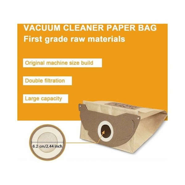 Ersättningsdammsugarpåsar Kärcher WD2 MV2 WD2250 A2004 A2054, 10-pack