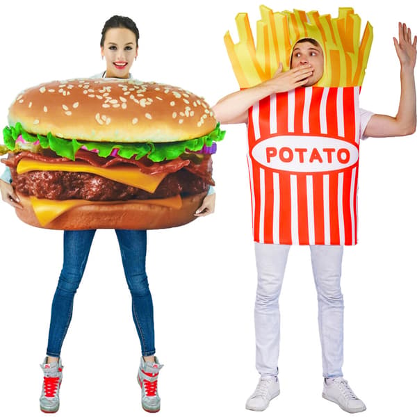Digitalt trykt unisex 3D voksen hamburgerkostume