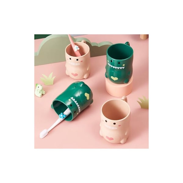 11x9cm Badrumsmugg, 2-pack tandborstmugg, Dinosauriemugg tandborste, hållbar plastmugg, för pojkar flickor daglig användning
