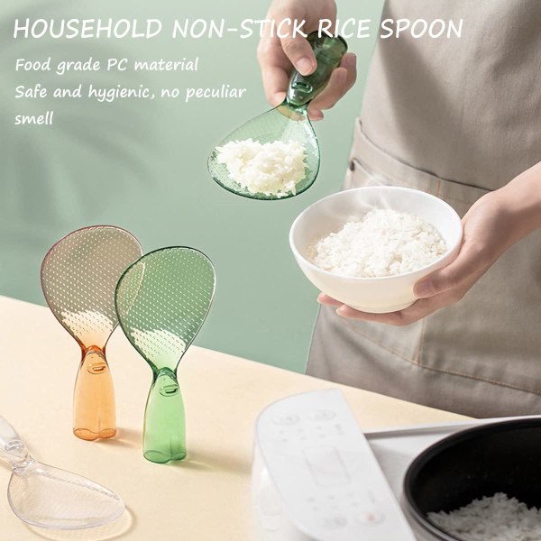 2 st rispaddel, non-stick rispaddel, transparent stående risspatel med non-stick rissked, non-stick och lätt att rengöra stående rissked (
