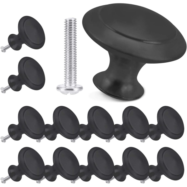 Furniture Handle 12 Pieces of Round Cabinet Door Handles, Mushroom Drawer Pulls for Kitchen Cabinets and Dressers (Brushed, Medium)