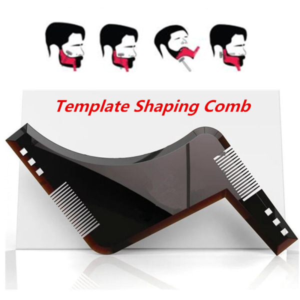 Svart 4 stk. Beard Shaper Man Beard Shaping Tool Mal Template Transparent Styling Kam Mal For Mustache Goat Chop Ingrediens, Perfekt Gave