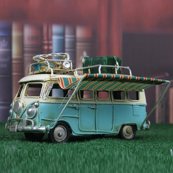 Metalliautomalli Vintage RV Leirintäauto Leikkiauto Simuloitu Luksusauto Ranta-auto Koti Sisustus Työpöytä