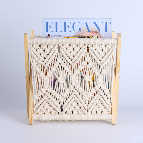 Tidningsställ, bärbar bohemisk tidningskorg, lätt att installera bohemisk tidningsställ för böcker, tidningar, barnrum och heminredning 35*10*30cm