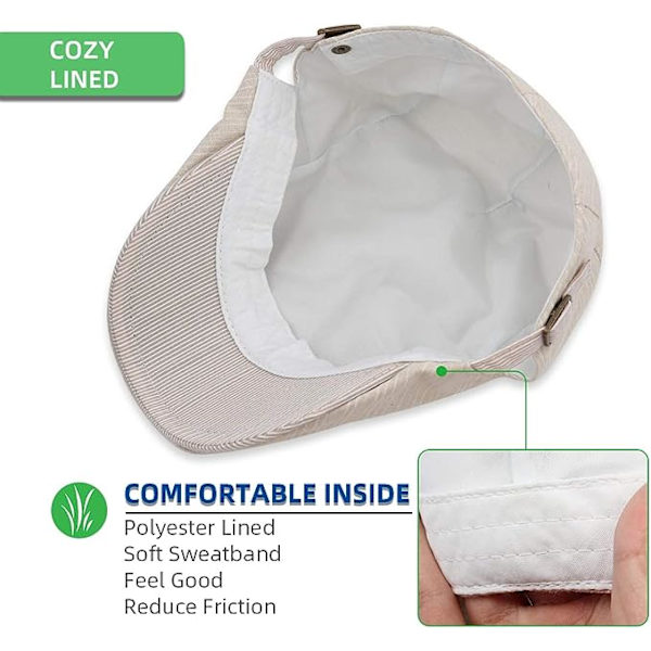 Beret Flat Cap - Lett og pustende lin stoff