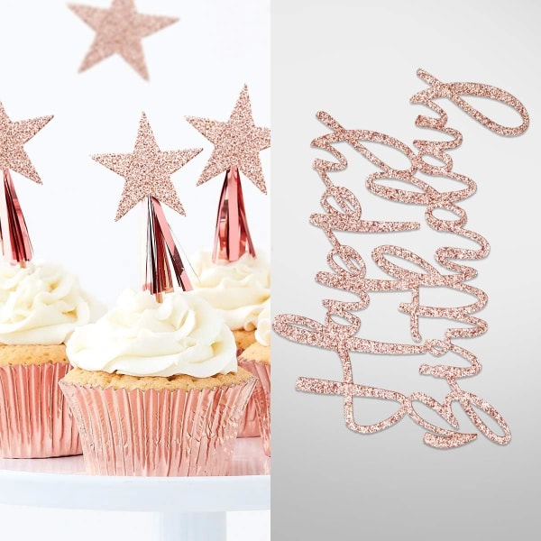 Rose Gold - Fødselsdagskage Toppers Sæt, Guld Ballon Cake Toppers