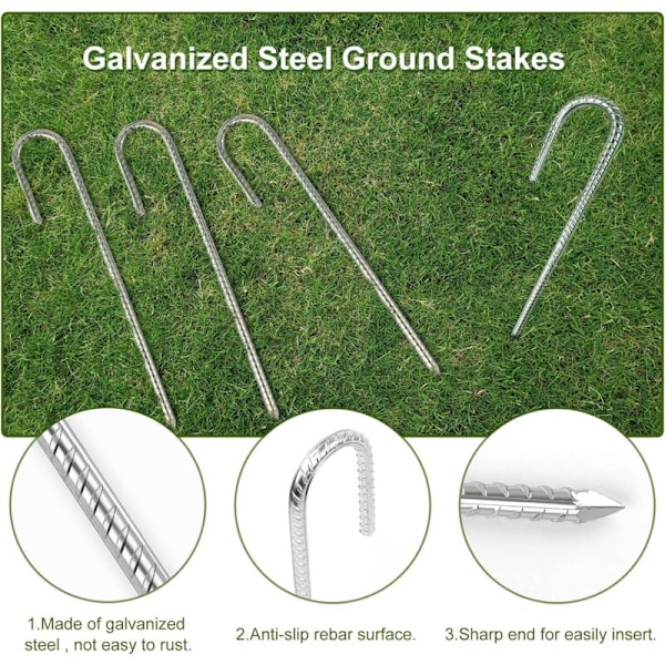 (8 mm x 30 cm) Ståltältpinnar set 6 trampolinfästsats i j galvaniserat tält av trampolintält svärd trampolinduk